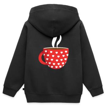 Chocolat chaud - Sweat Premium à capuche zippé enfant bio - noir - Dos - AI Model Kid Male (0cm)