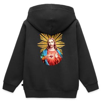 Jesus Christ | Jesus Christ Xmas Halo - Kids Premium Organic Zip-up Hoodie - black - Back - AI Model Kid Male (0cm)