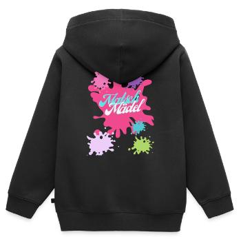 Muddy run shirt mud Matsch Lauf Team obstacle Frau - Kinder Premium Organic Zip Hoodie - Schwarz - Hinten - AI Model Kid Male (0cm)