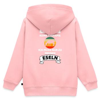 Ich brauche keine Therapie Lustiges Retro Esel - Kinder Premium Organic Zip Hoodie - Rosa - Hinten - AI Model Kid Female (0cm)