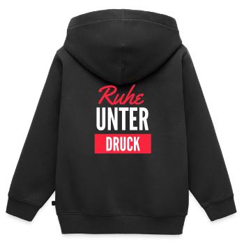 Ruhe unter Druck - Kinder Premium Organic Zip Hoodie - Schwarz - Hinten - AI Model Kid Male (0cm)