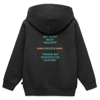 Bekloppt - Kinder Premium Organic Zip Hoodie - Schwarz - Hinten - AI Model Kid Male (0cm)
