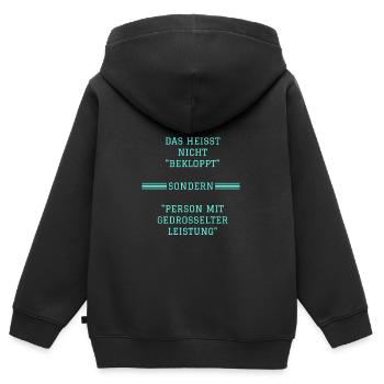 Bekloppt 2 - Kinder Premium Organic Zip Hoodie - Schwarz - Hinten - AI Model Kid Male (0cm)