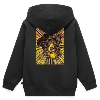 Border Collie Creativ Design - Kinder Premium Organic Zip Hoodie - Schwarz - Hinten - AI Model Kid Male (0cm)