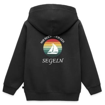 geh segeln tshirt segel boot design segeler - - Kinder Premium Organic Zip Hoodie - Schwarz - Hinten - AI Model Kid Male (0cm)