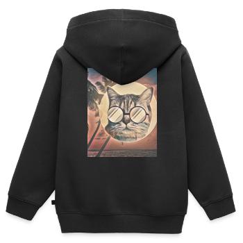 Katzen-Sommerflavour - Kinder Premium Organic Zip Hoodie - Schwarz - Hinten - AI Model Kid Male (0cm)