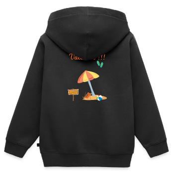 Vacances - Sweat Premium à capuche zippé enfant bio - noir - Dos - AI Model Kid Male (0cm)