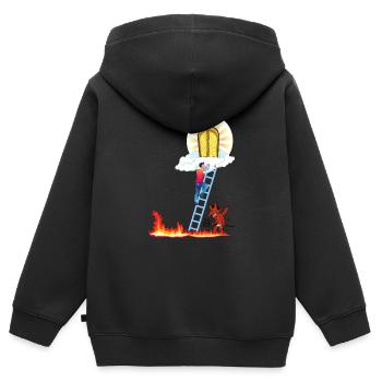 Himmel oder Hölle - Kinder Premium Organic Zip Hoodie - Schwarz - Hinten - AI Model Kid Male (0cm)