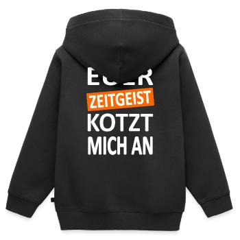 Euer Zeitgeist kotzt mich an -V2-Satire - Kinder Premium Organic Zip Hoodie - Schwarz - Hinten - AI Model Kid Male (0cm)