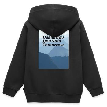 Yesterday You Said Tomorrow - Kinder Premium Organic Zip Hoodie - Schwarz - Hinten - AI Model Kid Male (0cm)
