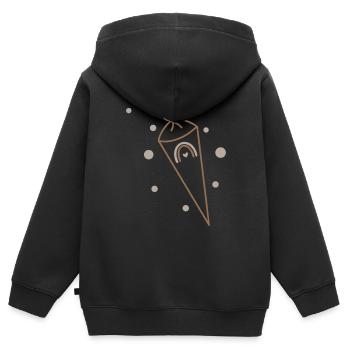 Sac d’école arc-en-ciel avec des points - Sweat Premium à capuche zippé enfant bio - noir - Dos - AI Model Kid Male (0cm)
