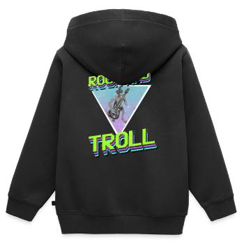 Rock und Troll - Kinder Premium Organic Zip Hoodie - Schwarz - Hinten - AI Model Kid Male (0cm)