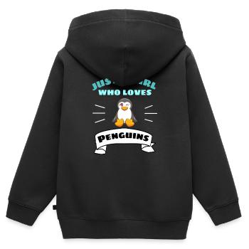 Antarctique Oiseau Zoo Animal Fille Cadeau Pingouin - Sweat Premium à capuche zippé enfant bio - noir - Dos - AI Model Kid Male (0cm)