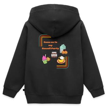 Kawaii Party - Sweat Premium à capuche zippé enfant bio - noir - Dos - AI Model Kid Male (0cm)