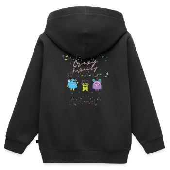 Crazy Family - Sweat Premium à capuche zippé enfant bio - noir - Dos - AI Model Kid Male (0cm)