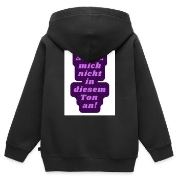 Schau nicht so - Kinder Premium Organic Zip Hoodie - Schwarz - Hinten - AI Model Kid Male (0cm)