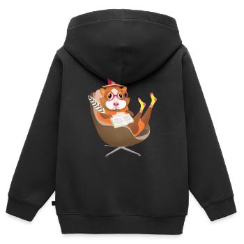 Hamster-Schriftsteller - Kinder Premium Organic Zip Hoodie - Schwarz - Hinten - AI Model Kid Male (0cm)