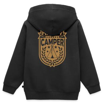Ausflug Logo Happy Camper - Kinder Premium Organic Zip Hoodie - Schwarz - Hinten - AI Model Kid Male (0cm)