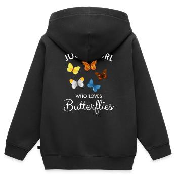 Just A Girl Who Loves Butterflies - Kinder Premium Organic Zip Hoodie - Schwarz - Hinten - AI Model Kid Male (0cm)