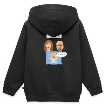 wir wollen schlafen - Kinder Premium Organic Zip Hoodie - Schwarz - Hinten - AI Model Kid Male (0cm)