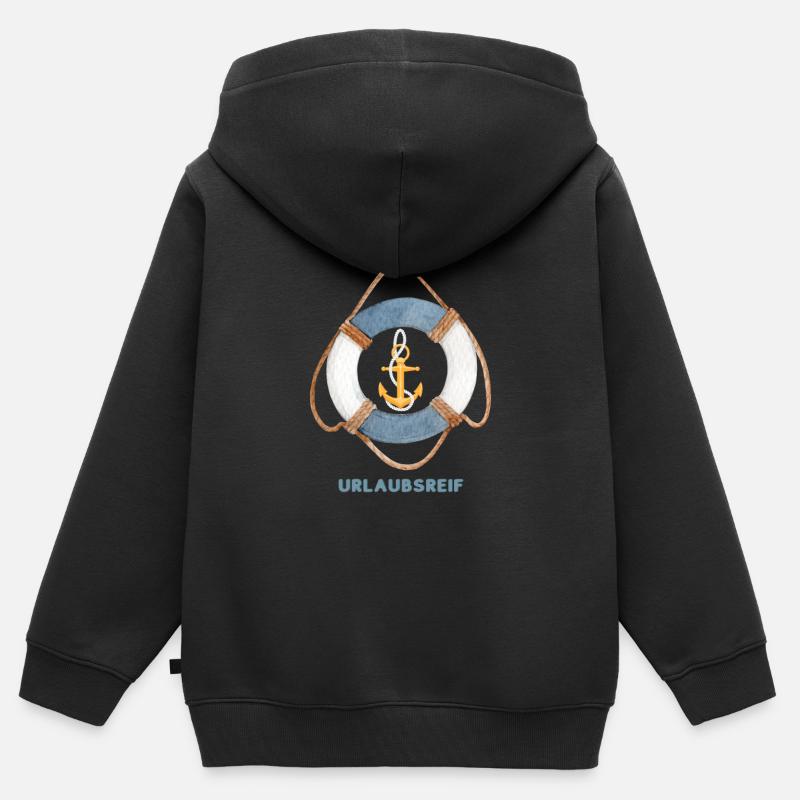 Prêt pour des vacances - Sweat Premium à capuche zippé enfant bio - noir