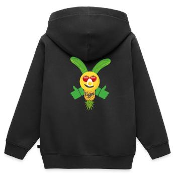Veggie - Kinder Premium Organic Zip Hoodie - Schwarz - Hinten - AI Model Kid Male (0cm)