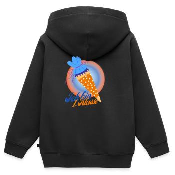Ich bin erste Klasse - Kinder Premium Organic Zip Hoodie - Schwarz - Hinten - AI Model Kid Male (0cm)