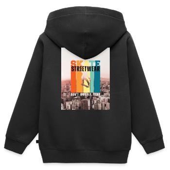 Streetwear - Kinder Premium Organic Zip Hoodie - Schwarz - Hinten - AI Model Kid Male (0cm)