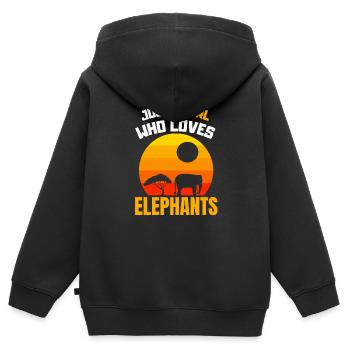 Retro Elefanten Mädchen - Kinder Premium Organic Zip Hoodie - Schwarz - Hinten - AI Model Kid Male (0cm)