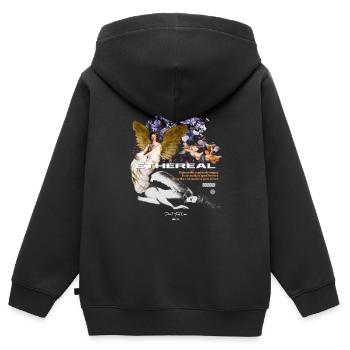 Ethereal/Ästhetik - Kinder Premium Organic Zip Hoodie - Schwarz - Hinten - AI Model Kid Male (0cm)