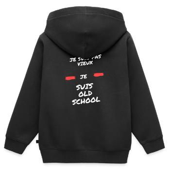 Je suis pas vieux. Je suis old school - Sweat Premium à capuche zippé enfant bio - noir - Dos - AI Model Kid Male (0cm)