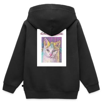 Catastrophe, Chat - Sweat Premium à capuche zippé enfant bio - noir - Dos - AI Model Kid Male (0cm)