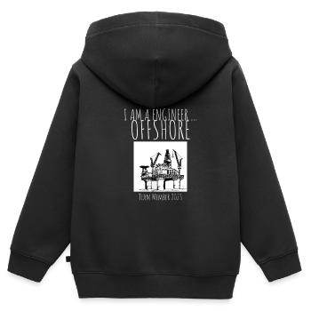 I AM A ENGINEER OFFSHORE - TEAM MEMBER 2023 - Kinder Premium Organic Zip Hoodie - Schwarz - Hinten - AI Model Kid Male (0cm)