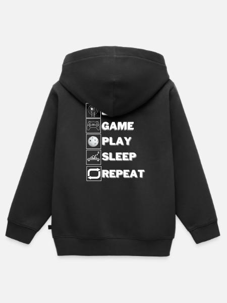 Eat-Game-Play-Sleep-Repeat 2 - Kinder Premium Organic Zip Hoodie - Schwarz
