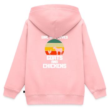 Goat Girl Retro Farmer Cadeau Poulets - Sweat Premium à capuche zippé enfant bio - rose - Dos - AI Model Kid Female (0cm)