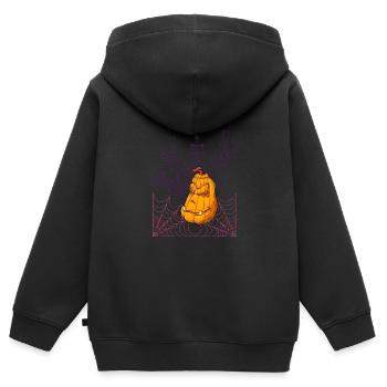 Kürbis Süße Kürbis im Netz zu Hause - Kinder Premium Organic Zip Hoodie - Schwarz - Hinten - AI Model Kid Male (0cm)