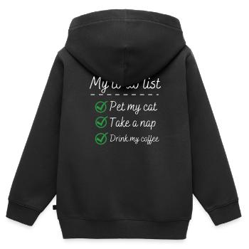 my to do list cat lover cat coffee shirt - Kids Premium Organic Zip-up Hoodie - black - Back - AI Model Kid Male (0cm)