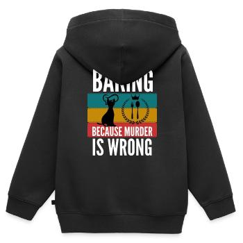 cuisiner parce que le meurtre est une mauvaise chemise - Sweat Premium à capuche zippé enfant bio - noir - Dos - AI Model Kid Male (0cm)