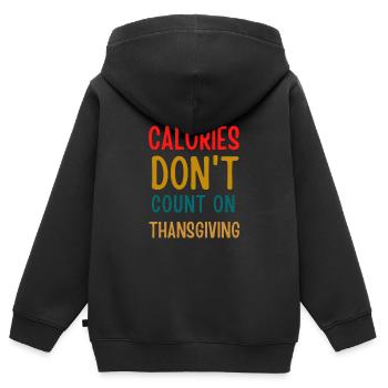 Lustige Kalorien zählen nicht auf Thanksgiving-Shirt - Kinder Premium Organic Zip Hoodie - Schwarz - Hinten - AI Model Kid Male (0cm)