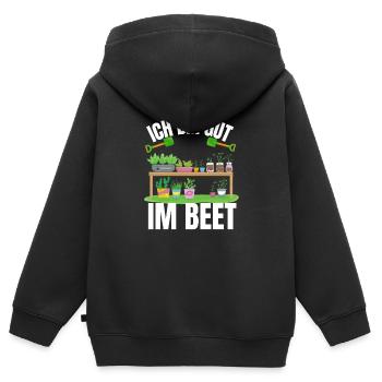 Ich bin gut im Beet Lustiges Geschenk Gärtner - Kinder Premium Organic Zip Hoodie - Schwarz - Hinten - AI Model Kid Male (0cm)