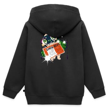 Nachrichten - Weltraum - Kinder Premium Organic Zip Hoodie - Schwarz - Hinten - AI Model Kid Male (0cm)