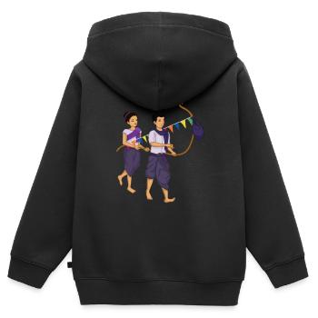 Traditionelles Khmer Neujahr Kambodscha - Kinder Premium Organic Zip Hoodie - Schwarz - Hinten - AI Model Kid Male (0cm)