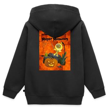 Joyeux halloween - Sweat Premium à capuche zippé enfant bio - noir - Dos - AI Model Kid Male (0cm)