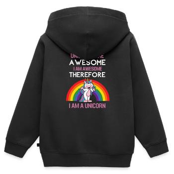 Magic Animal Funny Gift Fantasy Licorne - Sweat Premium à capuche zippé enfant bio - noir - Dos - AI Model Kid Male (0cm)