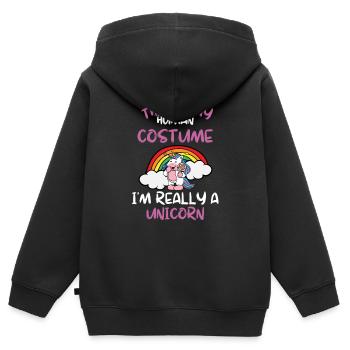 Licorne Costume Party Cadeau Fantaisie Licorne - Sweat Premium à capuche zippé enfant bio - noir - Dos - AI Model Kid Male (0cm)
