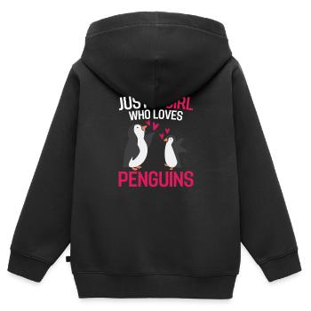 Antarctique Amoureux des animaux Fille Cadeau Pingouin - Sweat Premium à capuche zippé enfant bio - noir - Dos - AI Model Kid Male (0cm)
