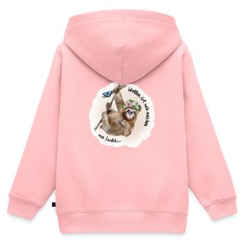 Vouloir, c’est comme faire - seulement plus paresseux - Sweat Premium à capuche zippé enfant bio - rose - Dos - AI Model Kid Female (0cm)