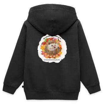 Ich habe mein Krafttier gefunden - Igel - Kinder Premium Organic Zip Hoodie - Schwarz - Hinten - AI Model Kid Male (0cm)