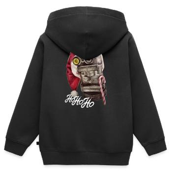 HoHoHo Autoteile mit Weihnachtsmütze - Kinder Premium Organic Zip Hoodie - Schwarz - Hinten - AI Model Kid Male (0cm)