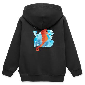 Ich habe das Seepferdchen - Kinder Premium Organic Zip Hoodie - Schwarz - Hinten - AI Model Kid Male (0cm)